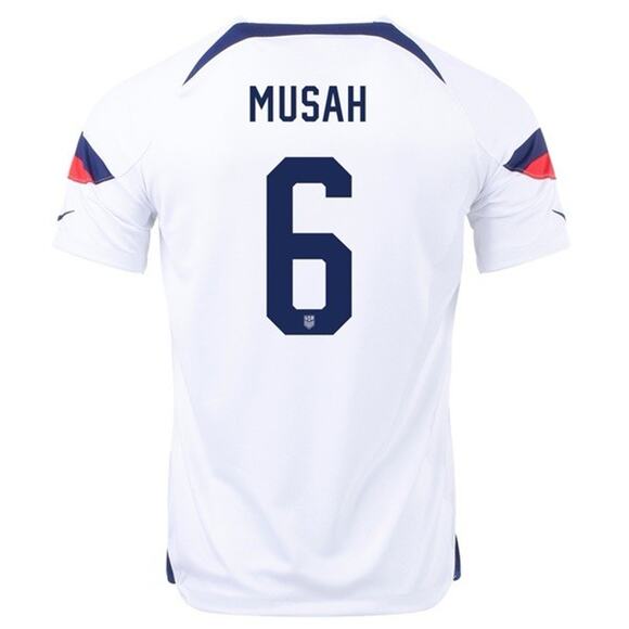Nike US Men's Soccer Jersey Yunus Musah Home Jersey 22/23 # 6 Large White - Picture 2 of 7
